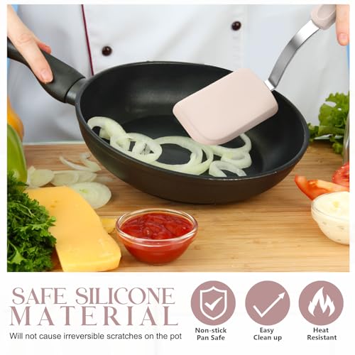 2Pcs Mini Silicone Cookie Brownie Spatula, Solid Flat, Khaki - color: Khaki, style: Solid Flat