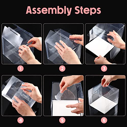 32 Pcs 6 x 6 x 5 Inch Clear Cake Box with Handle