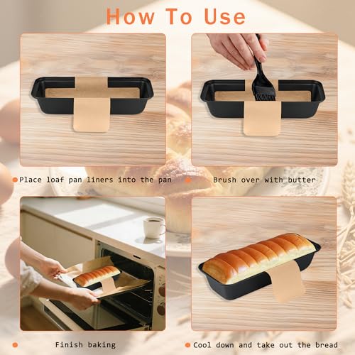 100 Pcs 13x5 in Loaf Pan Liners for Baking Bread Pan Parchment Paper - size: 13.4*5.12 inch