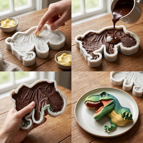 Dinosaur Silicone Molds Tropical Leaf Fondant Mold Set of 4 - color: Style L