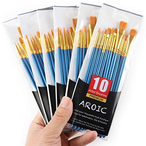 AROIC Painting Brush Set, 30 Packs/300 Pieces, Nylon Brush Head - color: 300pcs-blue