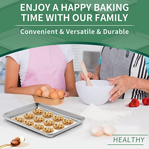 Baking Sheets Set of 2, HKJ Chef Cookie Sheets 2 Pieces & Stainless Steel Baking Pans & Toaster Oven Tray Pans, Rectangle Size 12.5Lx10Wx1H inch & Non Toxic & Healthy & Easy Clean - size: 12inch
