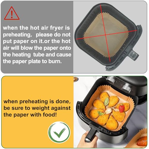 Air Fryer Liners Disposable 4QT/5QT for Chefman Air Fryer - size: 7.5 inch Square