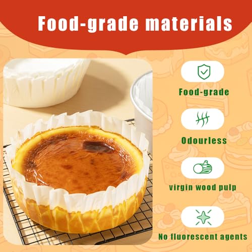 50 Pcs 4 inch Disposable Cupcake Parchment Liners, Non-Stick Round Air Fryer Liners, Pre-Folded Baking Paper for Muffin, Basque, Sourdough Rolls, Cheesecake, White - size: 4 inch