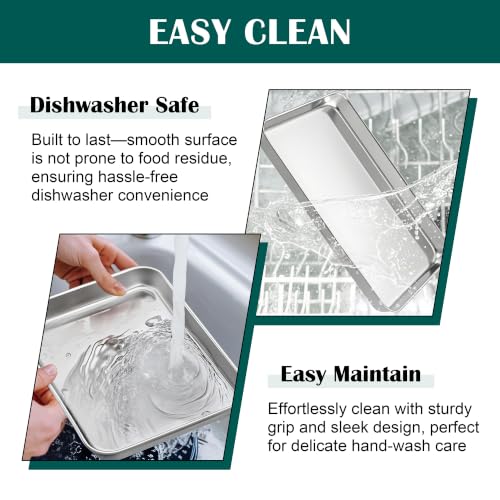 E-far Small Baking Sheet with Wire Rack (2 Pans + 2 Racks), Stainless Steel Cookie Sheets Trays & Cooling Rack for Toaster Oven, Non Toxic & Warp Resistant, Oven & Dishwasher Safe, 9.4 x 7.3 x 1 Inch - size: 9.4''x7.3''