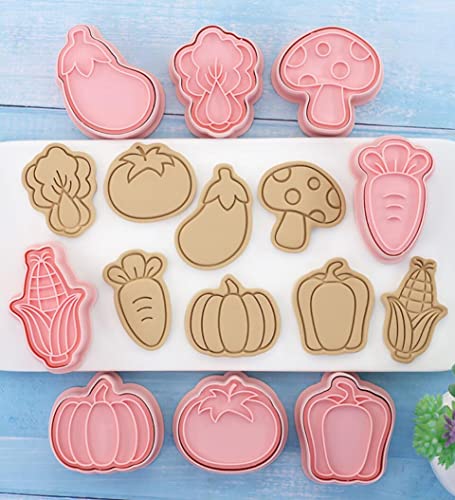 8 Pcs Vegetable Cookie Cutter,Cookie Stamps,Biscuit Cutters (Vegetables)