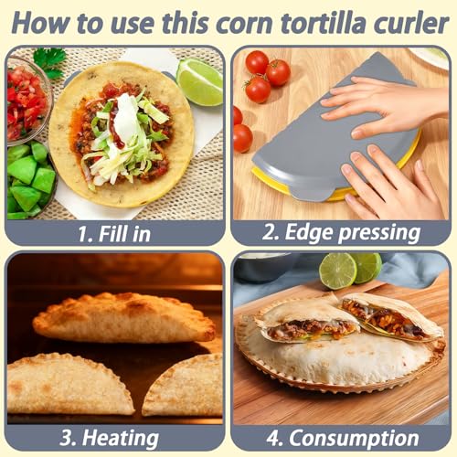 4-in-1 Tortilla Sealer Crimper Press – Adjustable 4"-6"-8"-10" Tortilla & Taco/Burrito Maker Tool with Metal Edge | Easy to Clean, BPA-Free, Durable & Fun for Family Cooking (Gray & Yellow) - color: Gray & Yellow