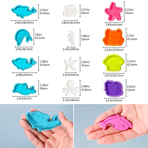 Patelai 12 Pcs Ocean Animal Cookie Cutters Cracker Plunger Stamp Set