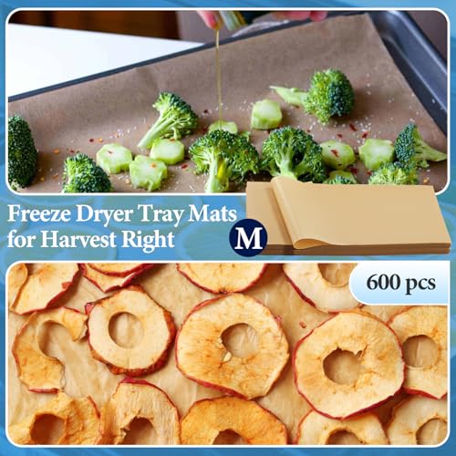 600 PCS Parchment Paper Sheets Compatible with Harvest Right Freeze Dryer Medium, Parchment Paper for Medium Freeze Dryer Trays, Non-Stick Baking Mats(17" x 6.8", M) - size: Medium