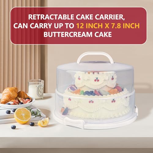 12 Inch Cake carrier Container with Lid and Handles Includes Insulated Bag for Safe Transportation of Buttercream Doesn't Melt Easy for Cakes, Pies and Cupcakes (Red) - color: Red