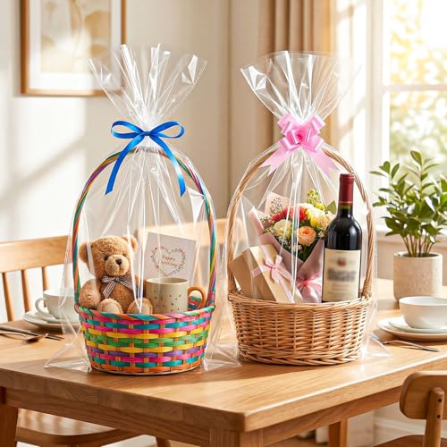 20PCS Clear Cellophane Gift Bags 18x30 Inch Small Gift Basket Wrap Bag - size: 20pcs 18x30 Inch
