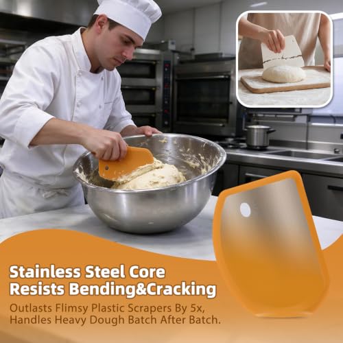 Sapid Flexible Curved Edge Silicone Bowl Scraper Dough Scraper Baking Bread - color: Orange