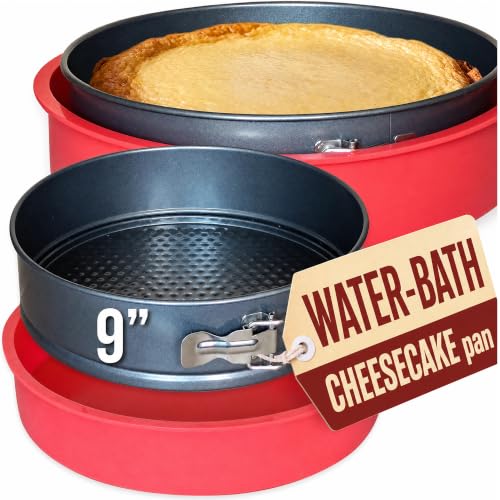 Spring Form Pan for Cheesecake, 9 Inch with Leakproof Silicone Sleeve