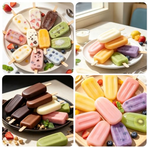 Silicone Popsicle Molds, 2 Pcs Pink Popsicles Molds, 4 Cavities Ice Cream Mold with 50 Wooden Sticks for Making Cakesicles Fudgesicle Candy DIY Cake Ice Pop Summer Party Supplies - color: Pink