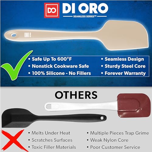 DI ORO Silicone Spatula Set - 600F Heat Resistant, 3-Pc Clay - color: Clay