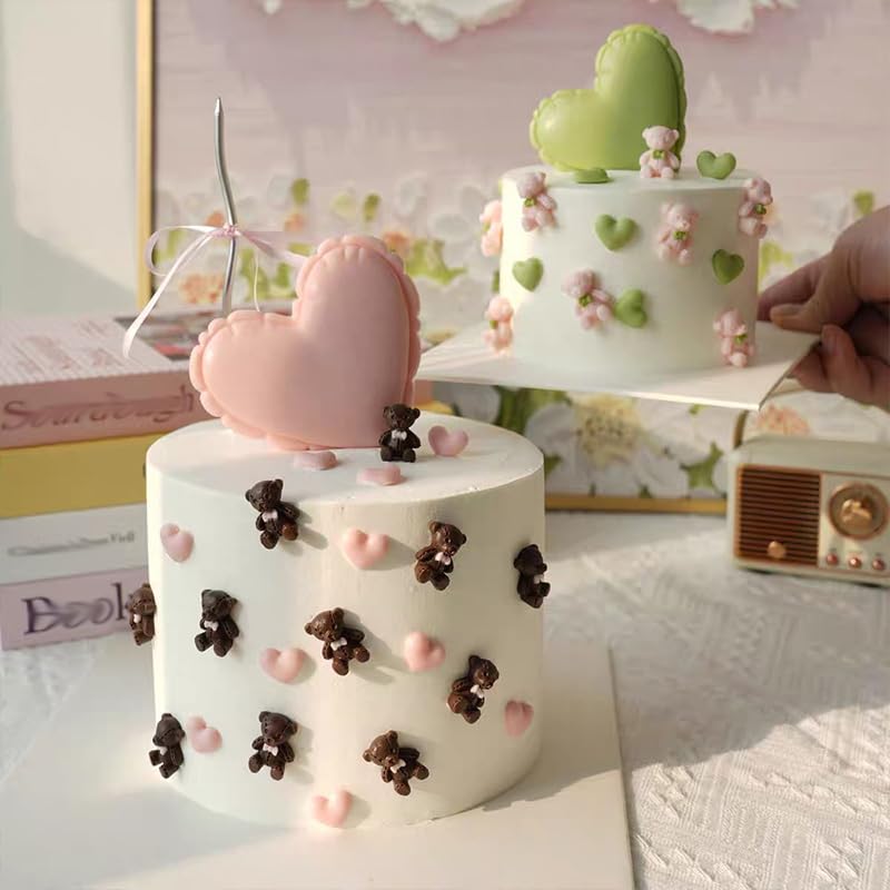 4 PCS Bear Silicone Fondant Molds Mini 3D Teddy Bear Candy Cake Chocolate Molds for Cake Decoration, DIY Desserts, Cupcake, Fondant, Clay, Gum Paste