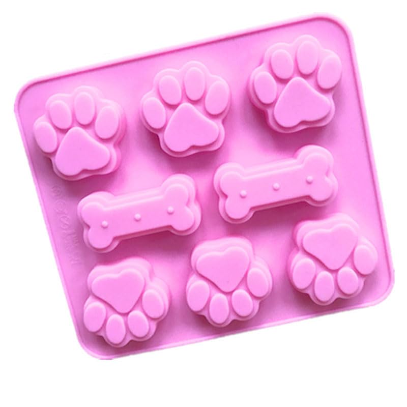 2 Pack, Cute Puppy Dog Paw and Bone Shaped Silicone Chocolate Candy Cake Mold - color: 2 Pack Paw and Bone
