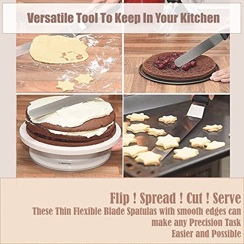 Wooden Handle Butter Cake Icing Spatula Spreader Pastry Decorating Tool Stainless Steel,Grilling, Baking Cooking Kitchen Utensil (5" Blade) - size: 5" Blade