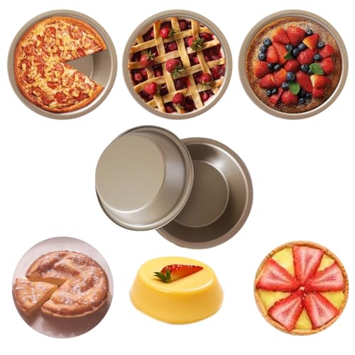 5 Inch Round Pie Tart Pan, Nonstick Plate Set for Oven, 4 Pack - style: Round Edge 4PCS