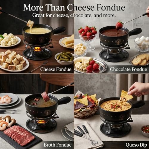 Artestia Ceramic Fondue Pot Set for Cheese & Chocolate