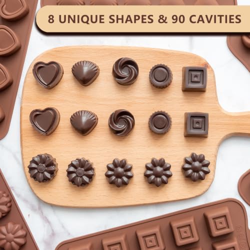 6-Pack Classic Silicone Chocolate Candy Molds, Baking Molds