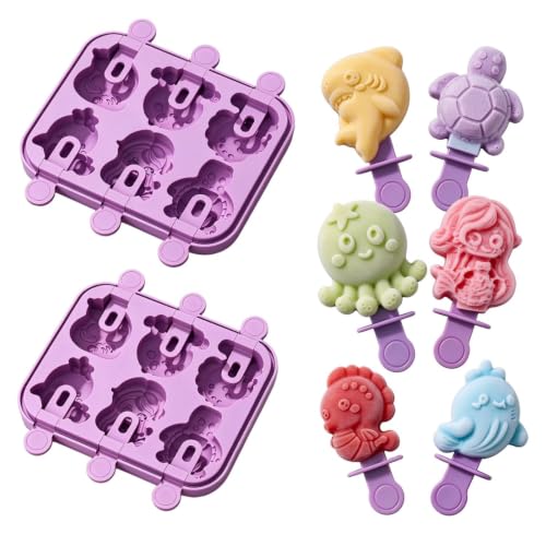 2pcs Animal Popsicle Molds for Kids,Mermaid Ice Cream Molds (Mermaid)