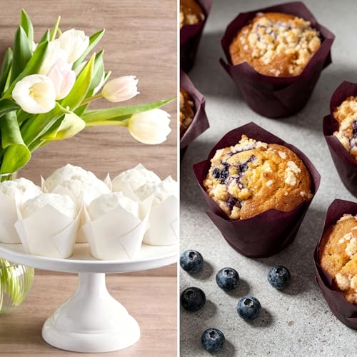 Ruisita 150 Pcs Mini Cupcake Liners Muffin Liners Baking Cups - color: Brown, Natural, White