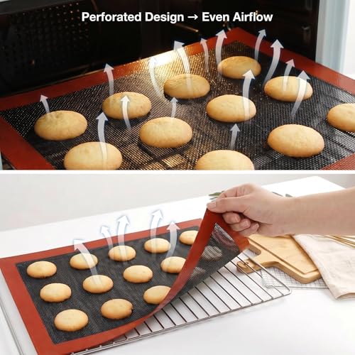 Perforated Silicone Baking Mats - Eclair Mat, Half Sheet 11x16in, Pack of 4 - size: Half Sheet - 11"x16" (Pack of 4)