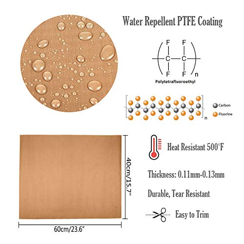 PTFE Teflon Sheet, Non-Stick Oven Liners, Barbecue Grill Mat Baking Sheet Reusable Washable - Use Up to 500℉ Craft Mat for Baking Cooking BBQ Grilling Roasting 16x24"/40x60cm 3 Pack