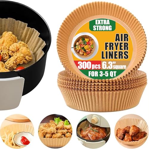 ROOM127 Air Fryer Liners Disposable, 8 Inch Square Paper, Brown, 300 Count - size: 8"Square*300