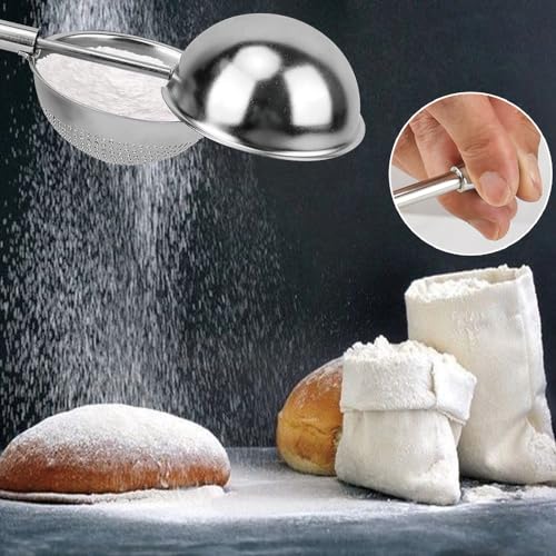 Flour Sifter Stainless Steel 3 Double Layer Fine Mesh Sifter Flour Strainer 3 in1 Sifters for Baking, Powdered Sugar Shaker Duster for Baking Cakes, Pastries, Pies, Cupcakes - size: 3 in1