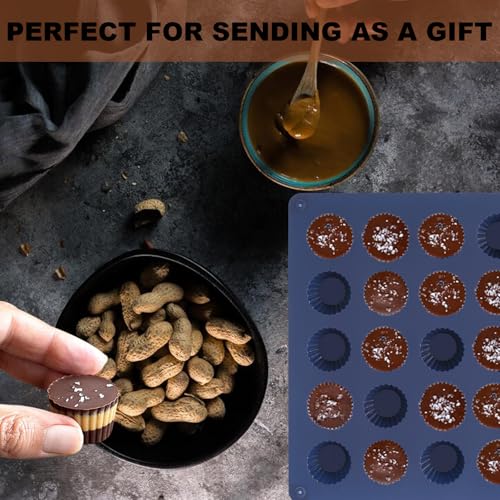 Peanut Butter Cup Molds, Bite-Size Chocolate Molds, Silicone Mold for Keto Fat Bomb, Jelly, Ice and Cordial, 2 PCS (Blue, Bite-Size) - size: Bite-Size