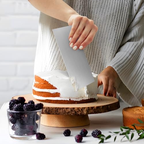 2 Pack Stainless Steel Cake Scraper, 8.6-inch Double Sided Patterned Edge Stripe Edge Smoother Scraper Cake Decorating Tools, Metal Cake Carving Smoothing Cream Pastry Baking - color: Style - 2
