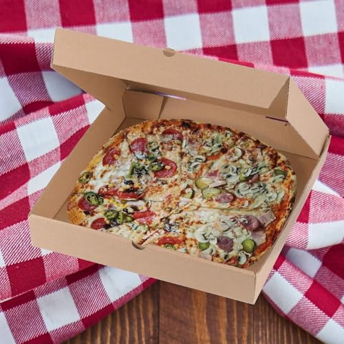 30 PCS 9.4x9.4 Inch Square Cardboard Pizza Box, 1.5 inch Thick Quality Corrugated Pizza Boxes, Disposable Takeaway Packaging Boxes keeps Pizza Fresh, Kraft Brown Color
