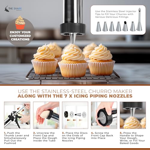 Churro Maker Machine & Spritz Cookie Press Gun Kit – 304 Stainless Steel