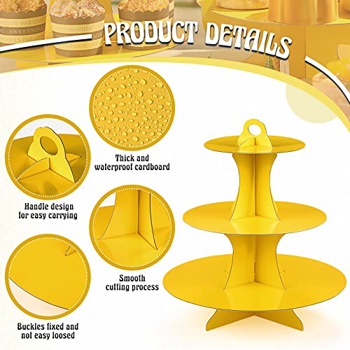 Zopeal 7 Pcs Dessert Table Display Set 3 Tiered Cupcake Stand, Yellow - color: Yellow