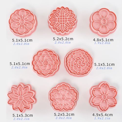 Flower Cookie Cutters 8Pcs Fancy Floral Biscuits Molds for Party Favors - color: Flowers E