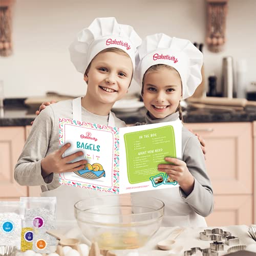 Baketivity Bagels Kids Cooking Kit with Pre-Measured Ingredients - color: Kit + Hat & Apron, Bagels