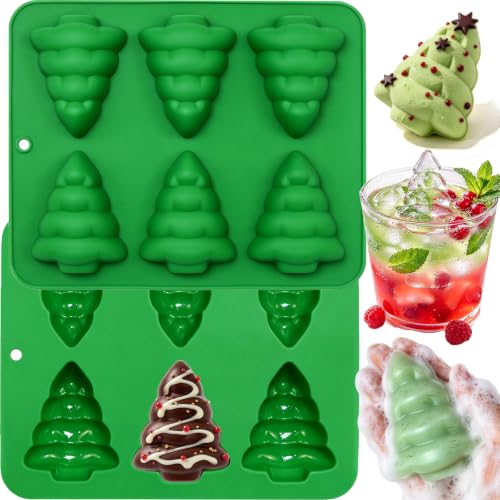 3D Christmas Tree Silicone Mold, 2Pcs Christmas Tree Cake Molds - color: 2Pcs Green