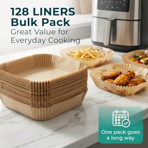 Air Fryer Liners Disposable Small 6.3” Square for 2-5 QT Basket - 128 Pcs - size: 6 inch - Square