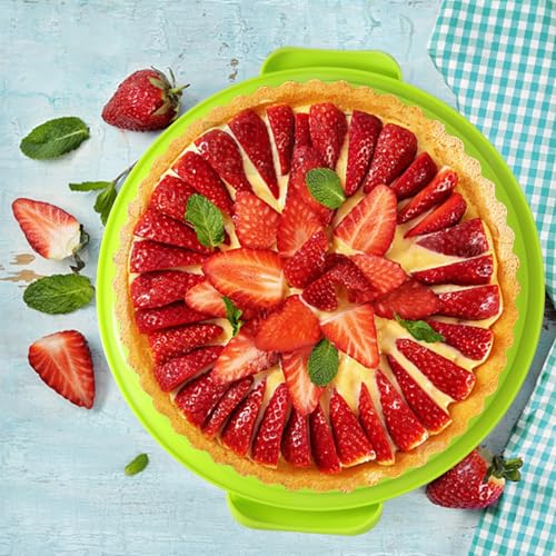 12inch Portable Pie Carrier with Lid and Cupcake Muffin Tart Cookie Keeper Food, for Wedding Party Baby Shower Party Christmas (Green) - color: Green