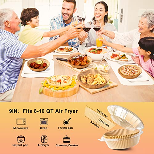 Air Fryer Liners Disposable, 100Pcs Parchment Paper 9IN Round for 8-10QT - size: 9"Round