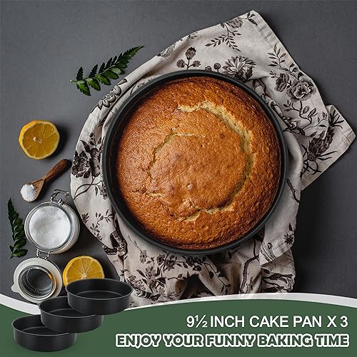 E-far 9.5 Inch Cake Pan, 3PCS Nonstick Stainless Steel Baking Cake Pans - size: 9.5 Inches