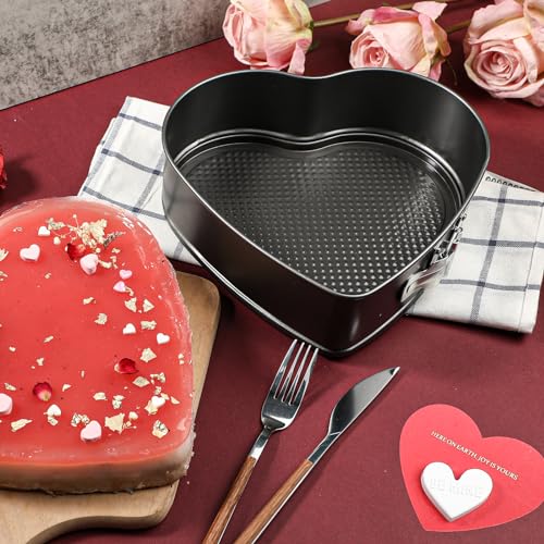 Webake 9in Heart Shaped Nonstick Springform Pan, Ideal for Cheesecakes, Quiches, Black - size: 9 in Heart