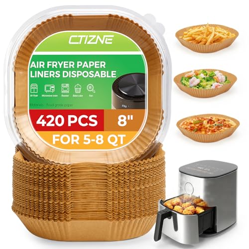 CTIZNE 420Pcs Air Fryer Liners Disposable 8 Inch Square for 5-8 Qt Basket - size: 8" Square