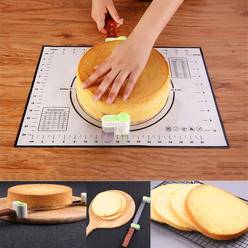 T TOVIA 2 Sets Cake Slicer Tool & Cake Leveler 5 Layers Adjustable - Green