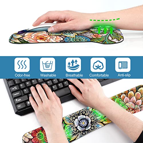 ToLuLu Keyboard Wrist Rest Mouse Pad Support, Ergonomic Mousepad fr Laptop - color: Lovely Flor