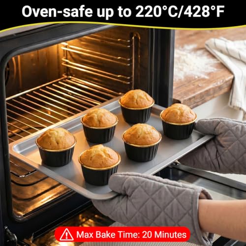 EUSOAR Cupcake Boxes with Cupcake Cups, 50pcs 3.5 Inch Single Cupcakes Holder and 50pcs 3.5oz Cupcakes Wrappers, Transparent Dessert Pastry Cupcakes Containers for Wedding Party Favor Bakery - color: Black