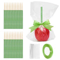 24P Candy Apple Stick Kit,Apple Rhinestone Bling Stick Wood Skewer - color: Green