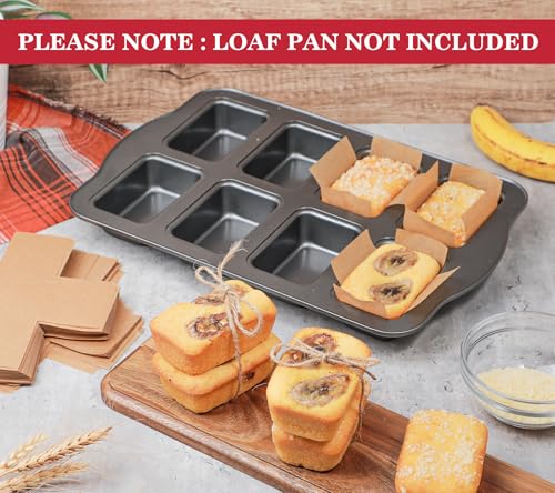 Webake 300pcs Unbleached Parchment Paper Mini Loaf Pan Liners Compatible with Wilton Mini Loaf Pan, Original Precut, Non Toxic Baking Paper for Banana Bread - color: Brown 3x2